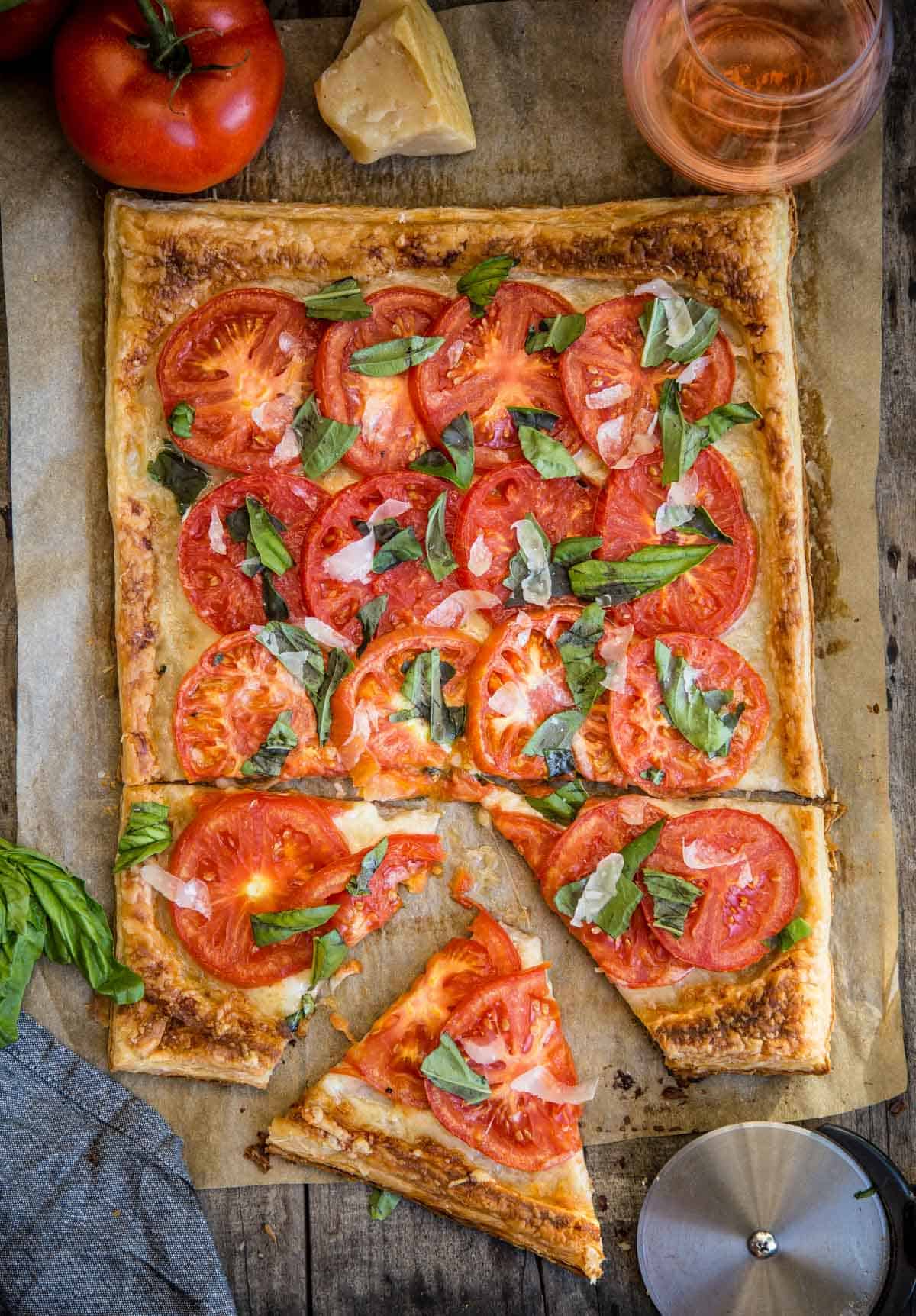 Fresh Summer Tomato Galette made with Puff Pastry 