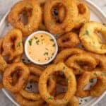 a platter of smoked onion rings