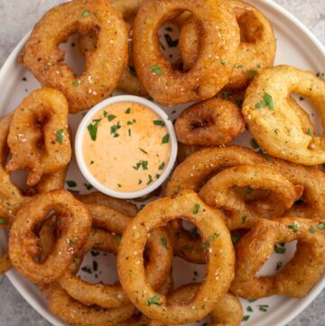 a platter of smoked onion rings