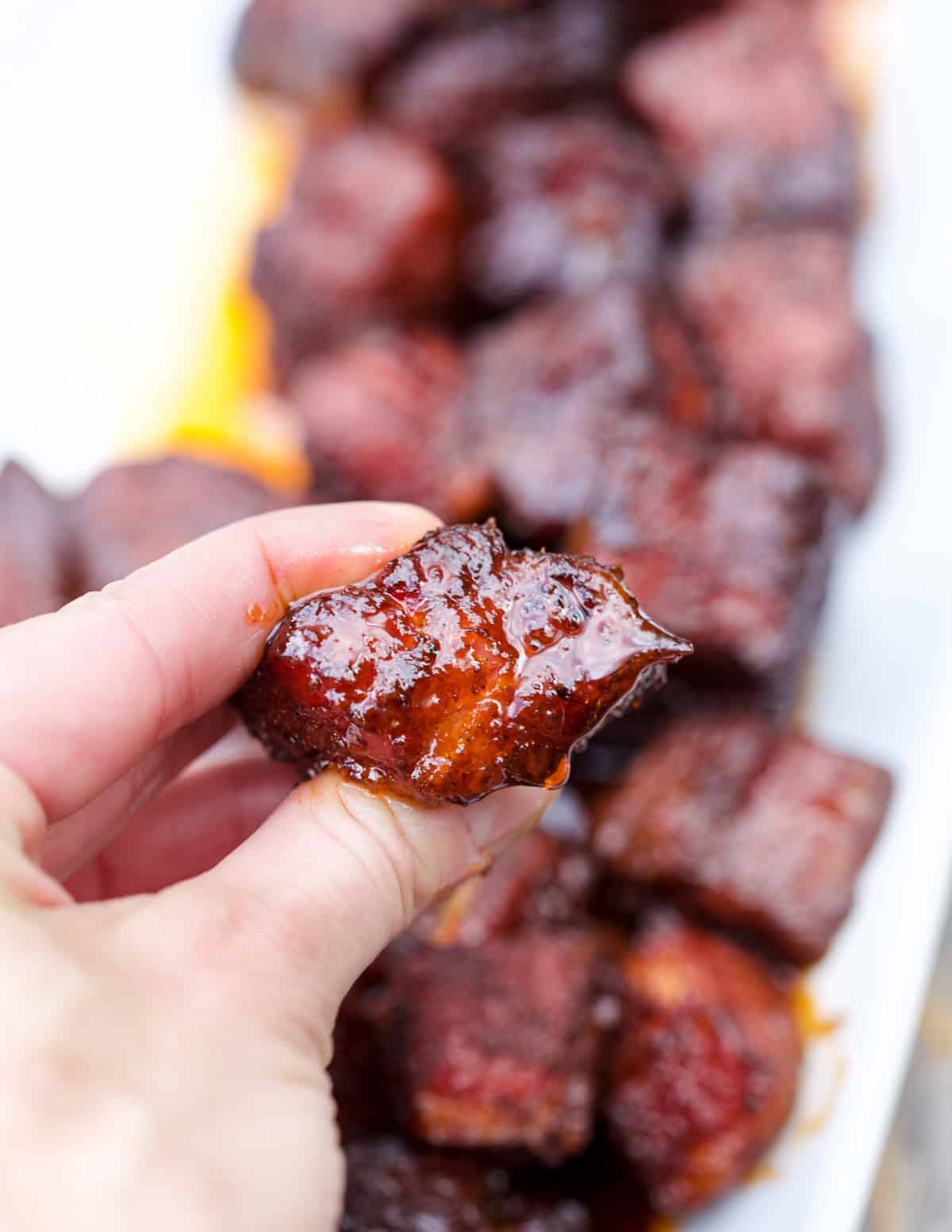 A platter of Pork Belly Burnt Ends