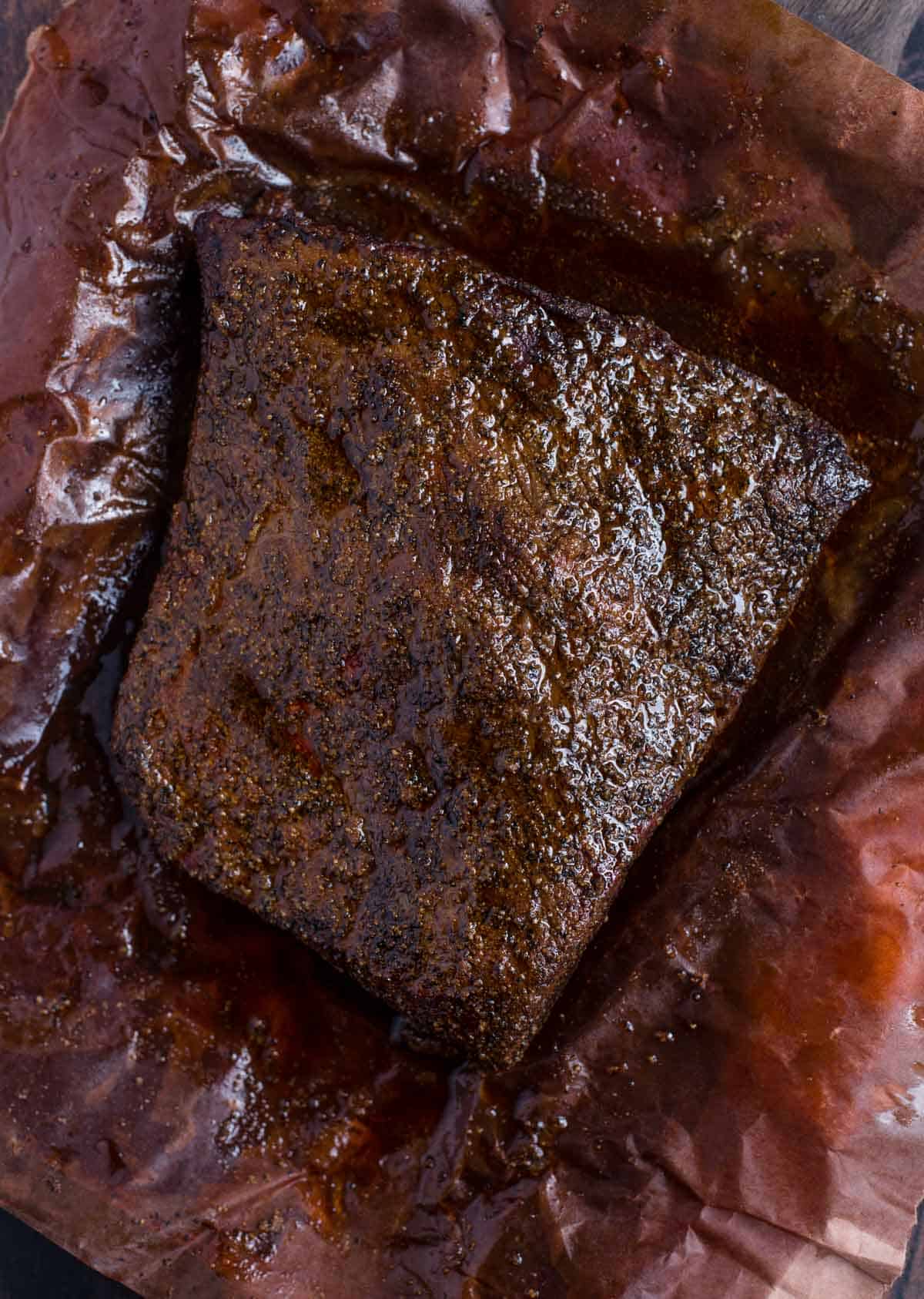 unwrapped smoked brisket flat