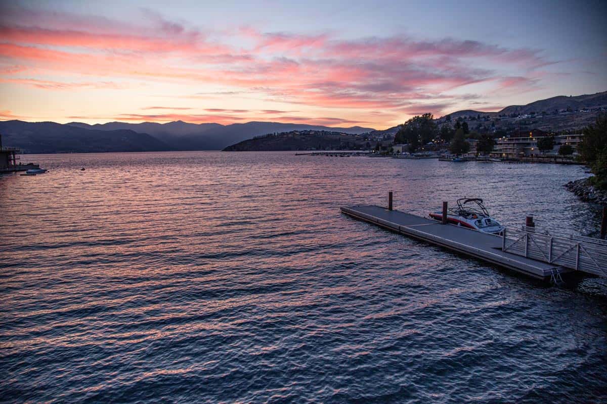 Lake Chelan wine region at sunset