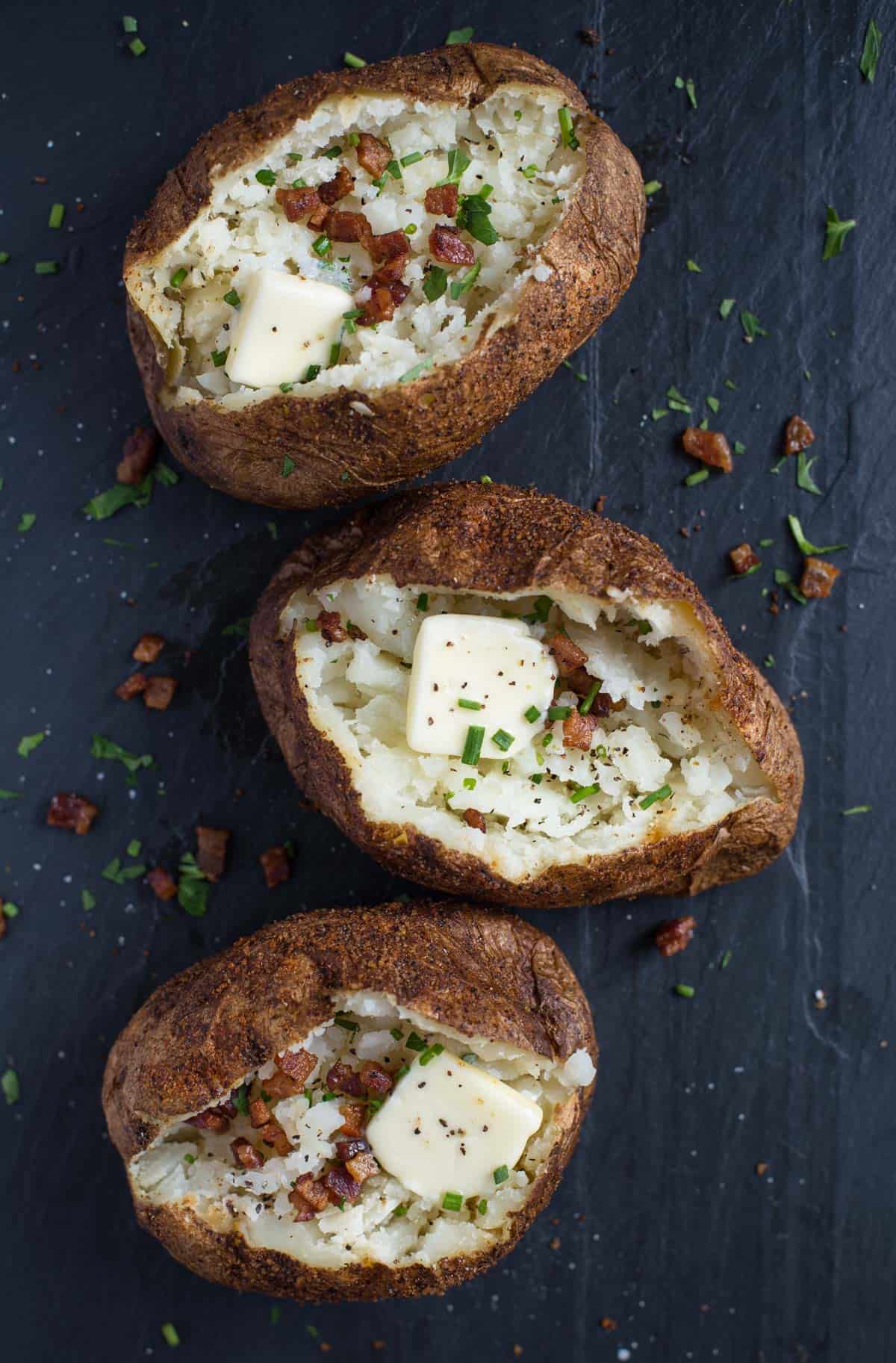 Smoked Baked Potatoes on a platter