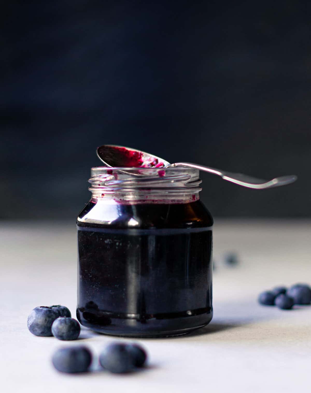 Jar of Blueberry simple syrup