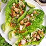 Grilled Chicken Lettuce wraps with dipping sauce.