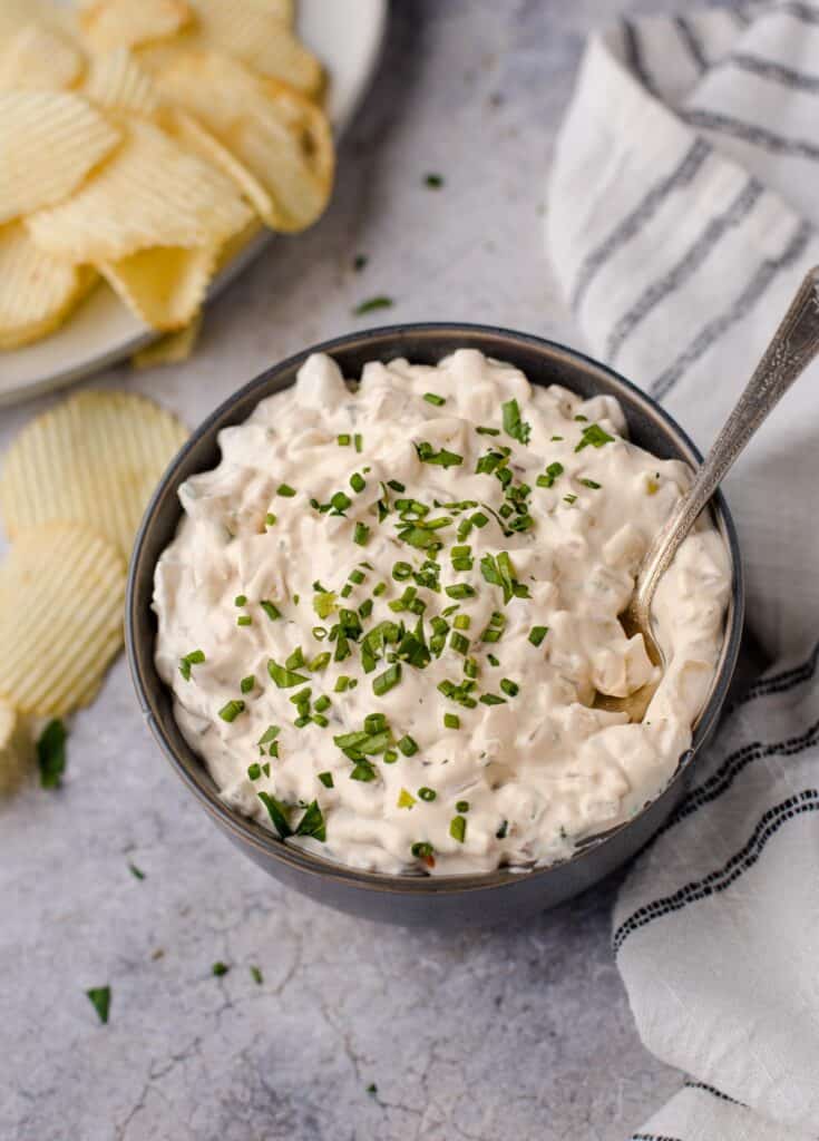 Smoked French Onion Dip with Chives and Sour Cream Vindulge