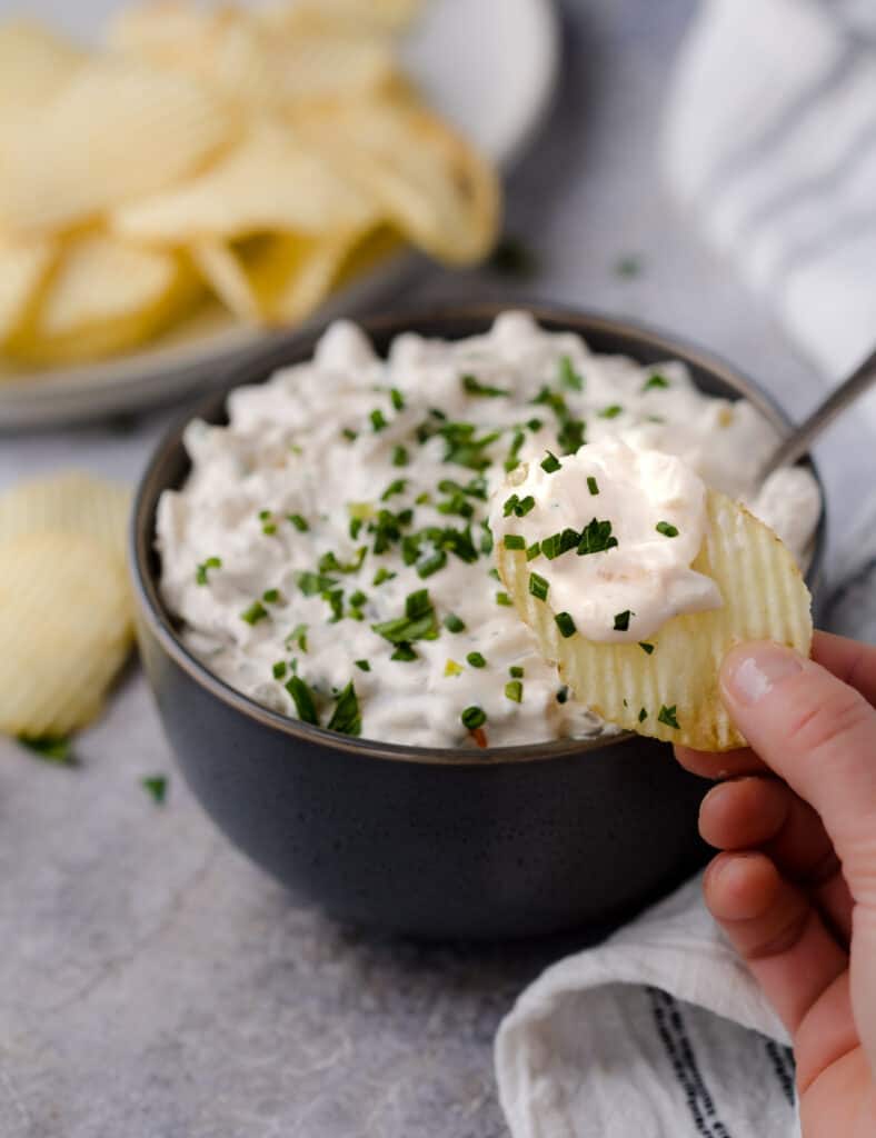 Smoked French Onion Dip with Chives and Sour Cream Vindulge