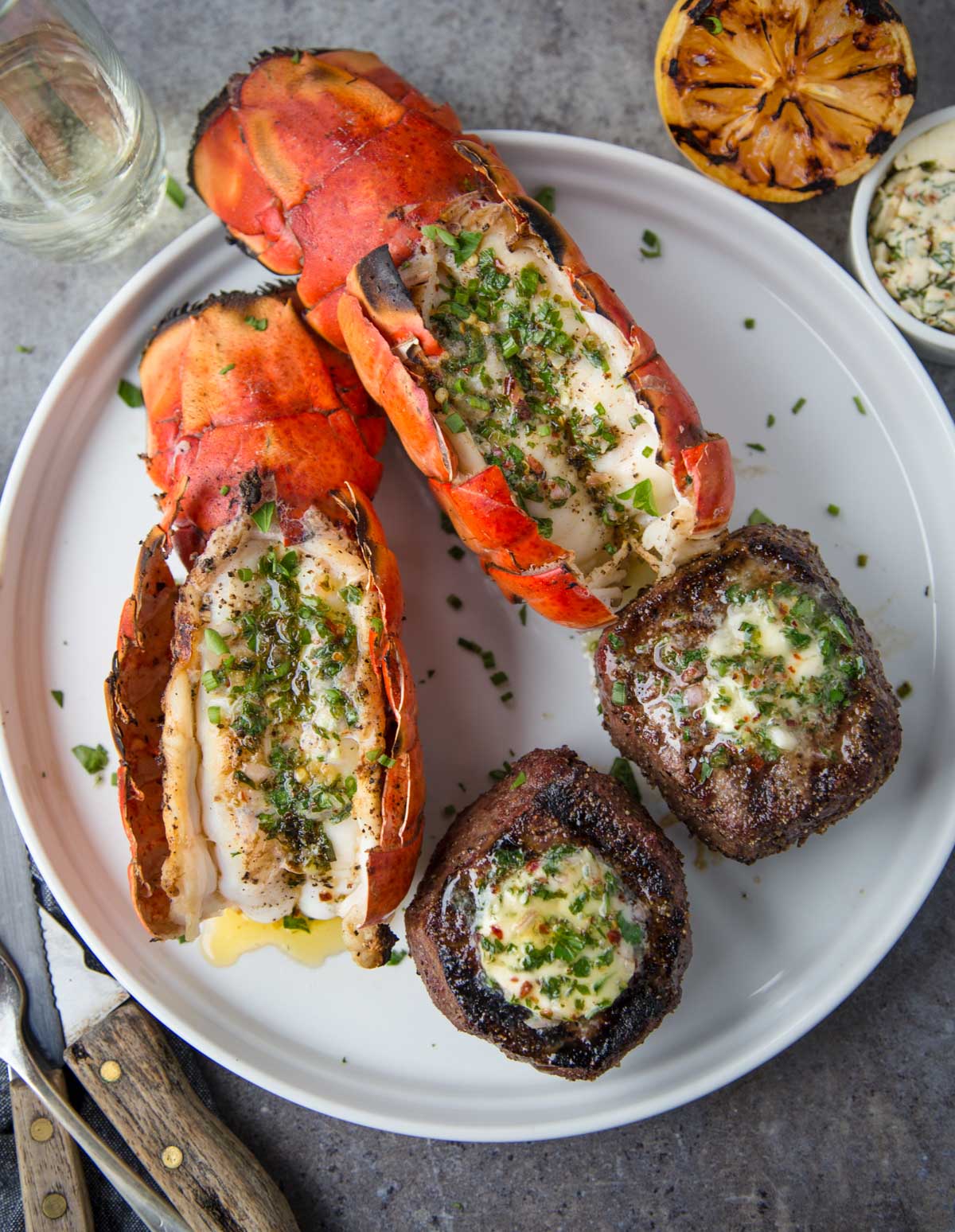 Surf and Turf with Grilled Lobster and Filet Mignon