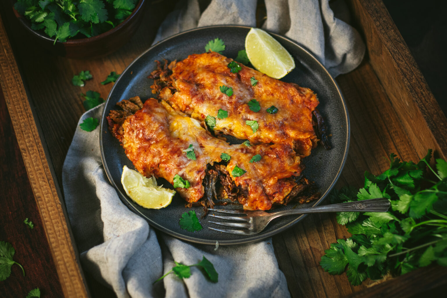 Beef Enchiladas Made with Smoked Brisket Vindulge