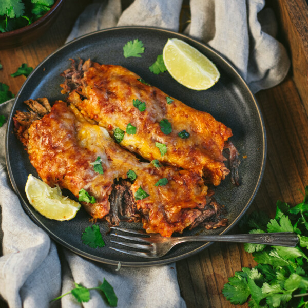 Pulled Pork Enchiladas on a plate