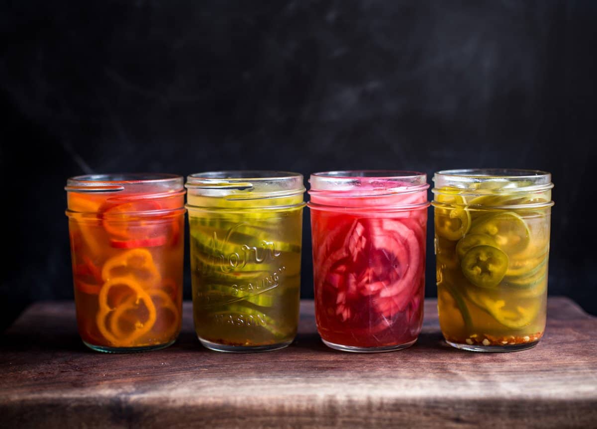 jars of pickled vegetables