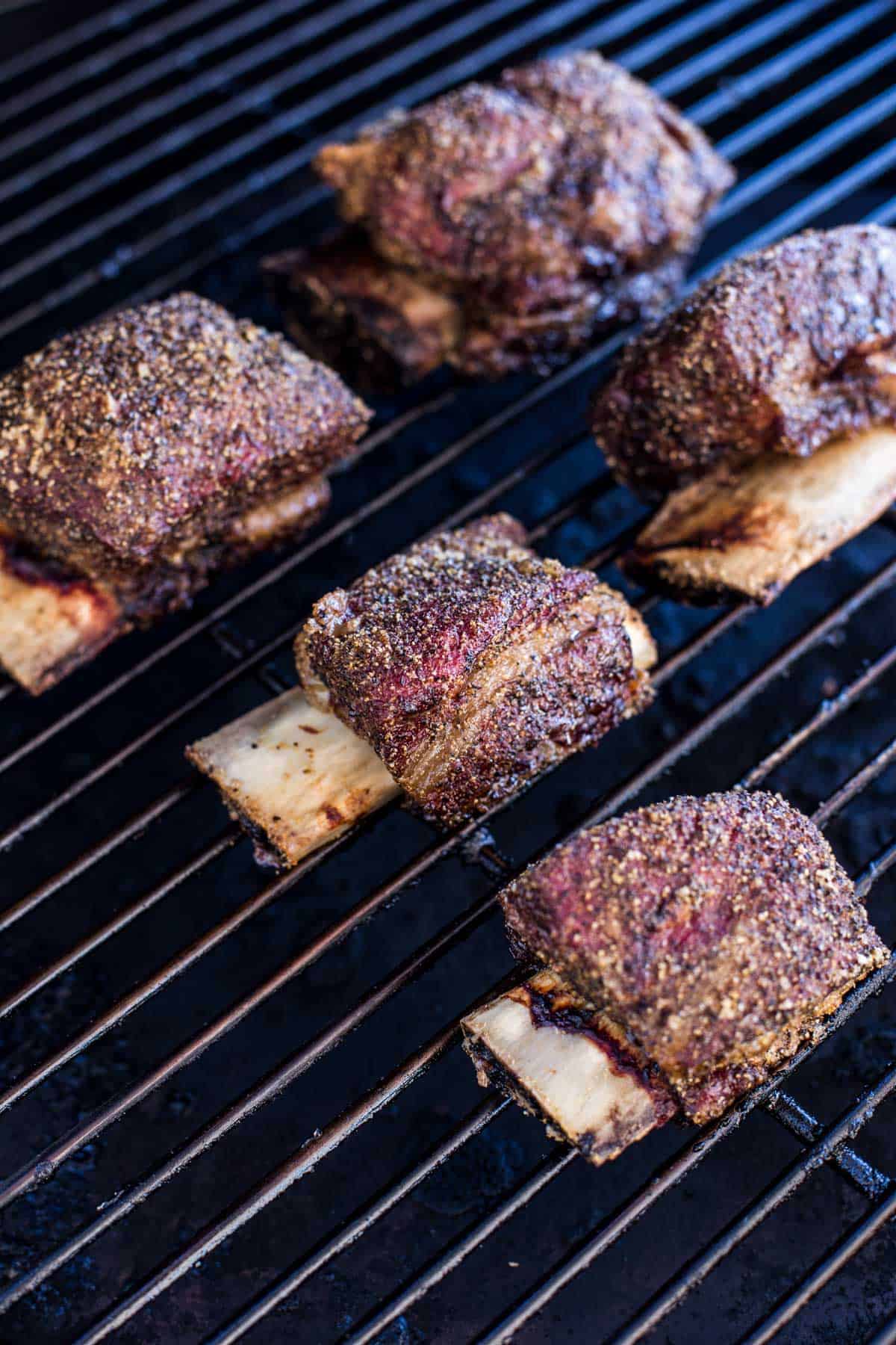 Smoked Short ribs after 3 hours at 165 degrees Fahrenheit