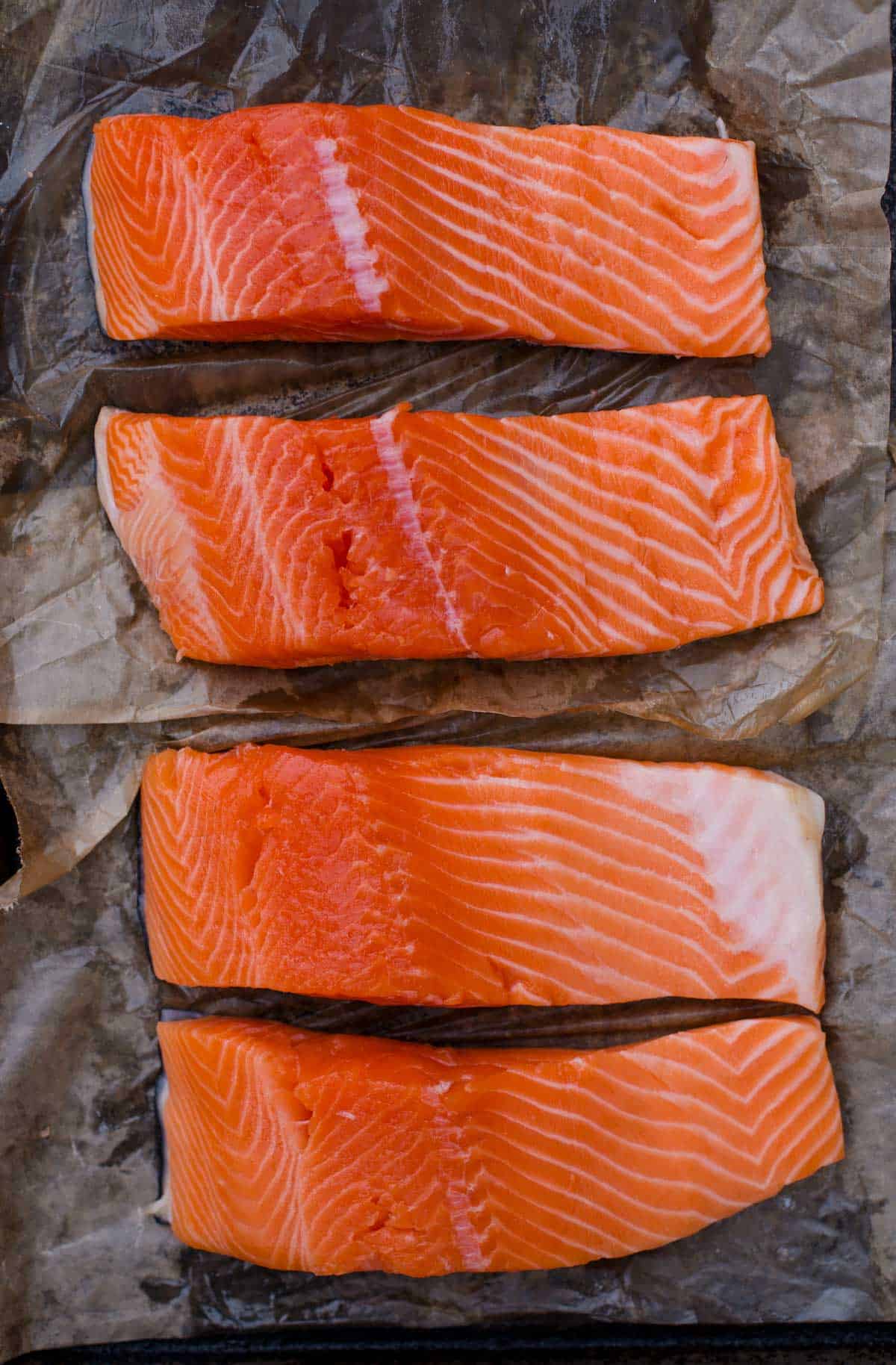 raw salmon fillets