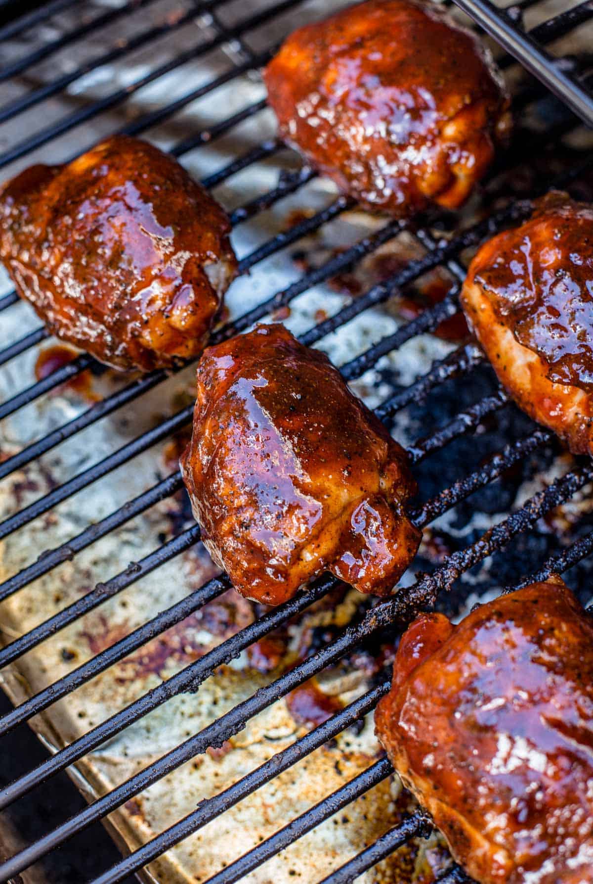 grilling chicken thighs on a pellet grill