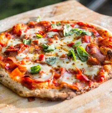 Grilled neapolitan margarita pizza.