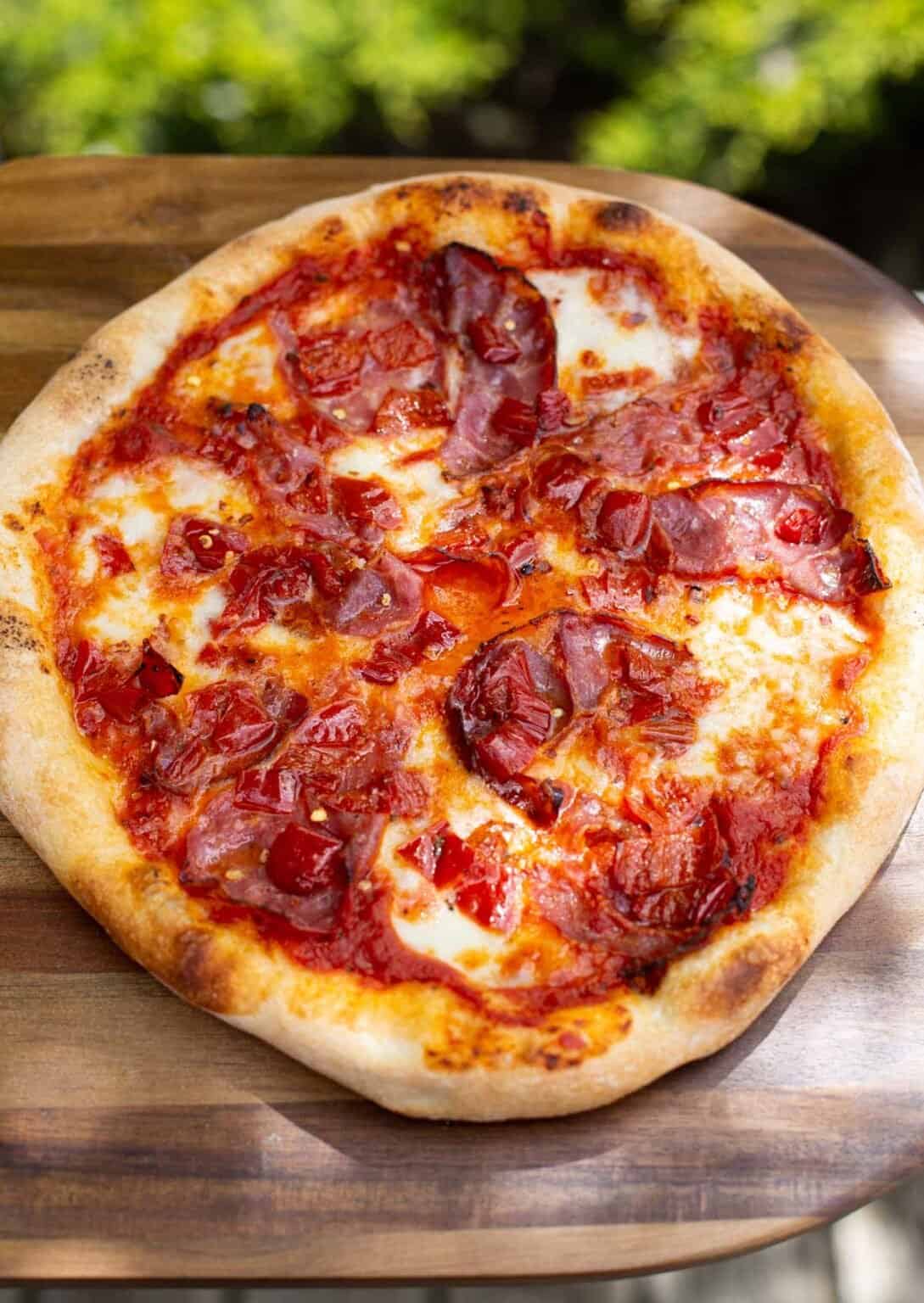 Spicy Neapolitan Style Pizza with Soppressata and Coppa Vindulge