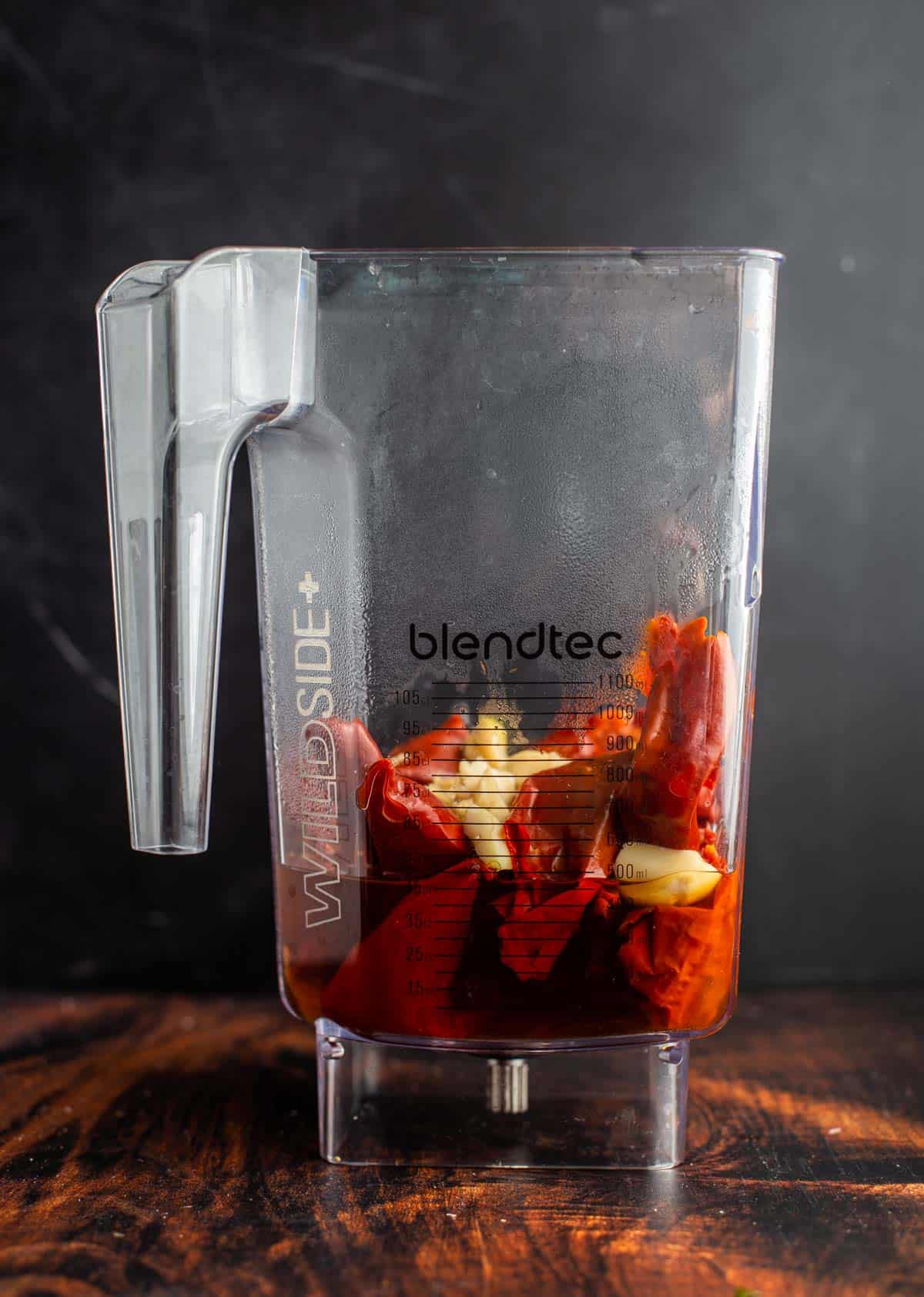 Chile pods in a Blendec Blender.