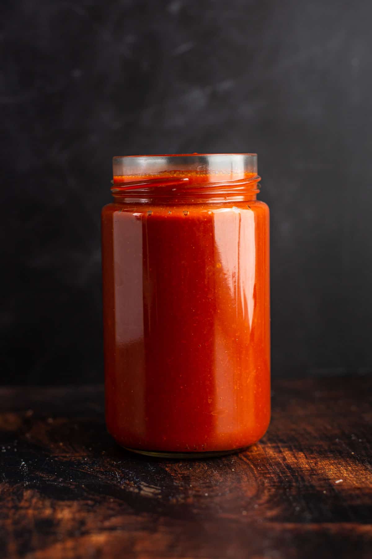 Red Chile Sauce in a mason jar.