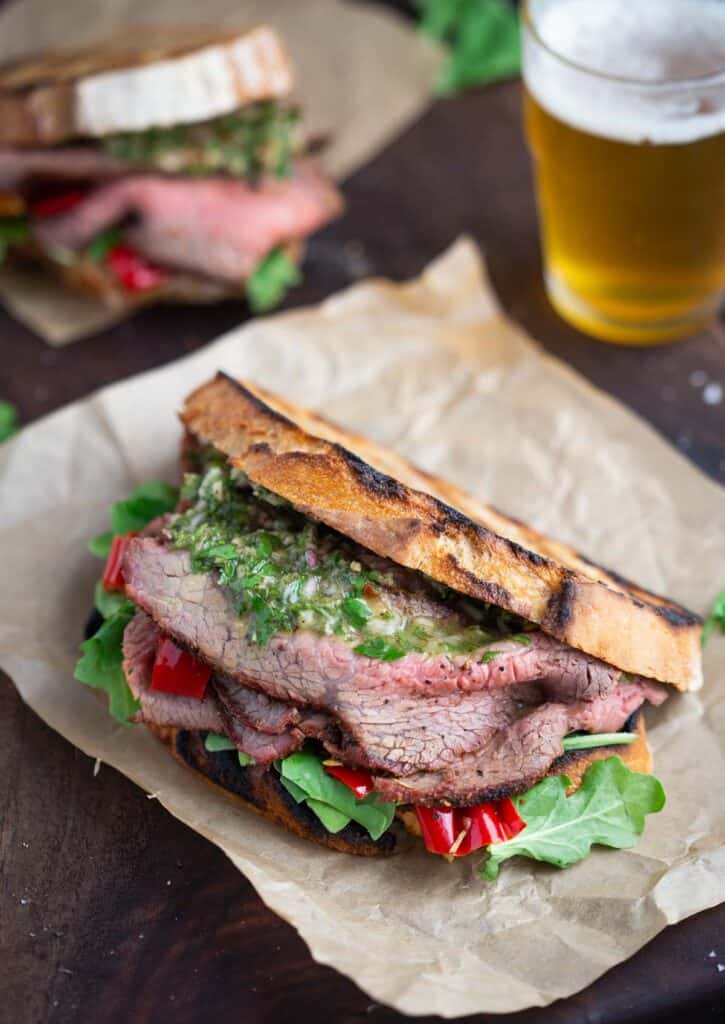 Smoked TriTip Sandwich with Chimichurri Sauce Vindulge