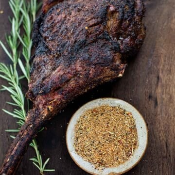 Grilled Tomahawk steak with Vindulge Beef Seasoning.