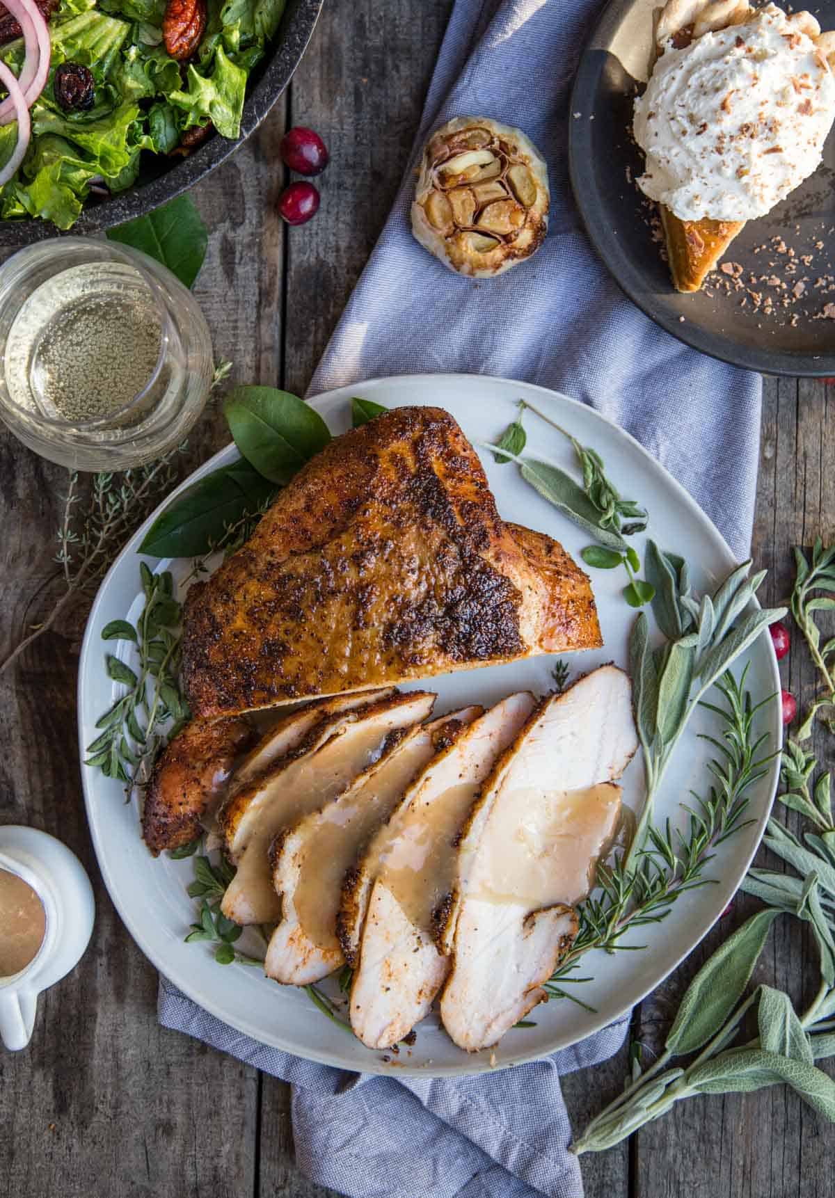 Smoked Turkey Breast topped with gravy