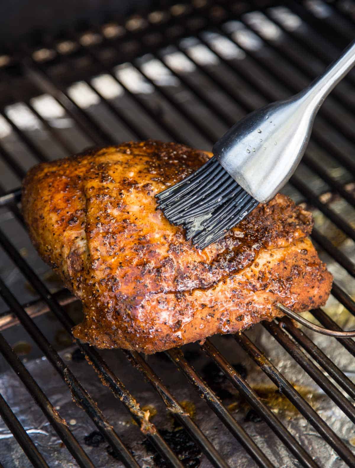 glazing a smoked turkey breast