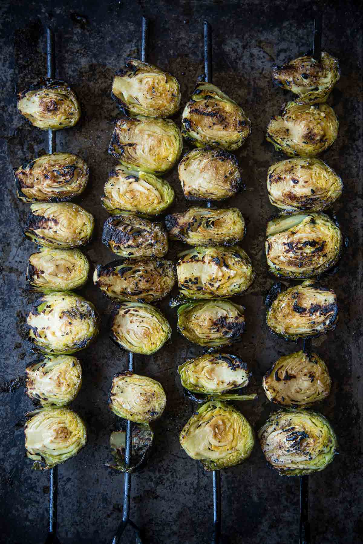 Grilled Brussels Sprouts on skewers 