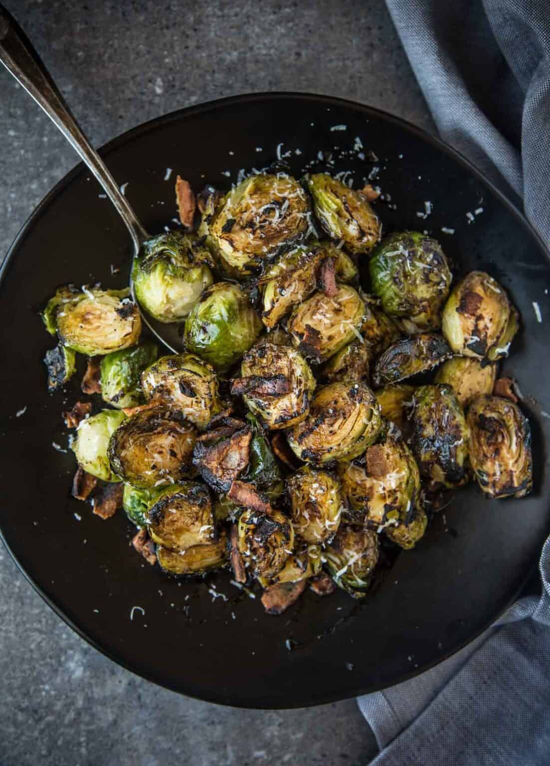Grilled Brussels Sprouts with Balsamic and Bacon Vindulge