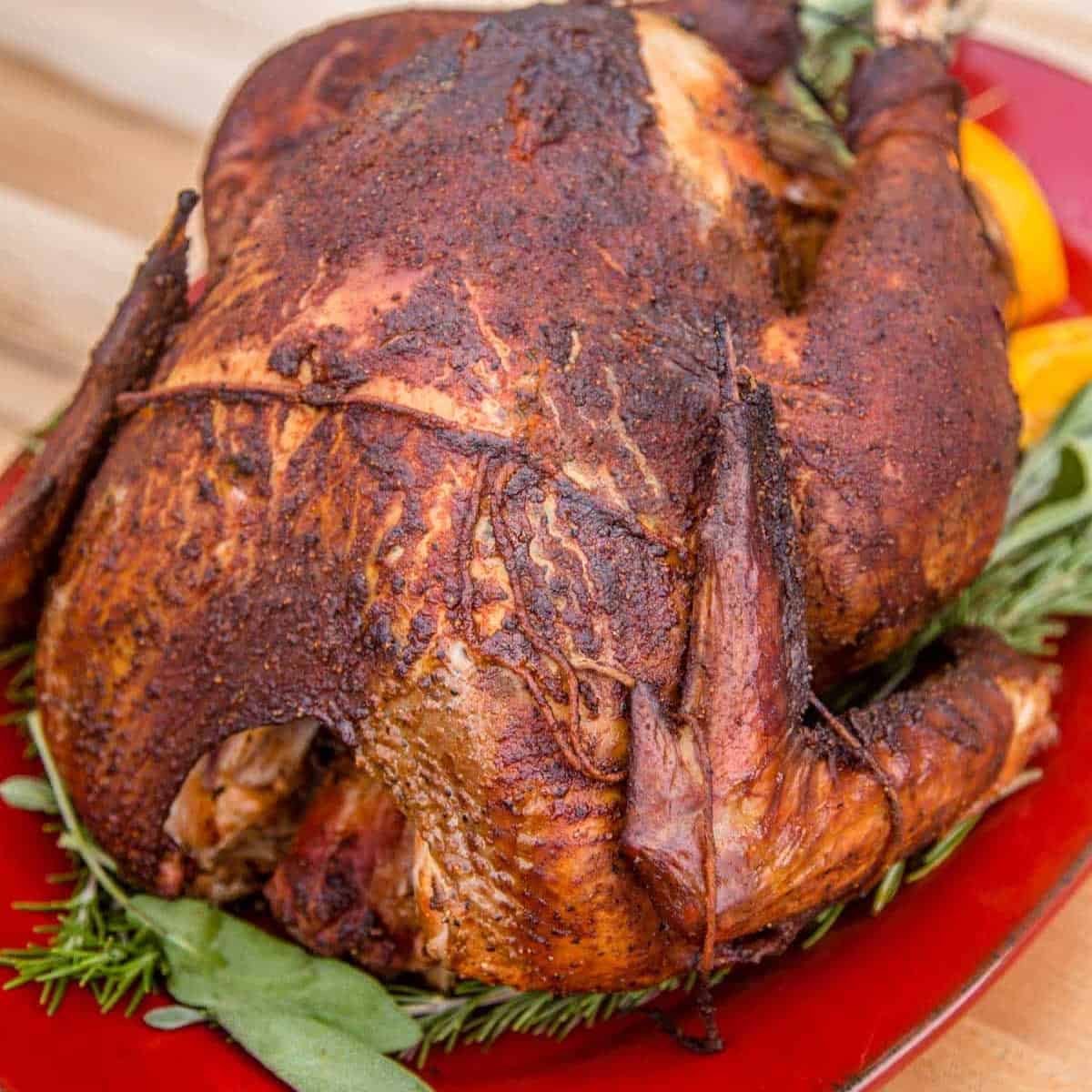 Smoked and Brined Thanksgiving Turkey.