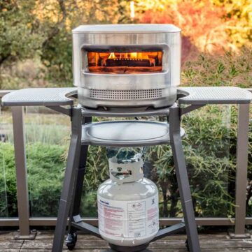 Solo Stove Pi Pizza Oven on stand.