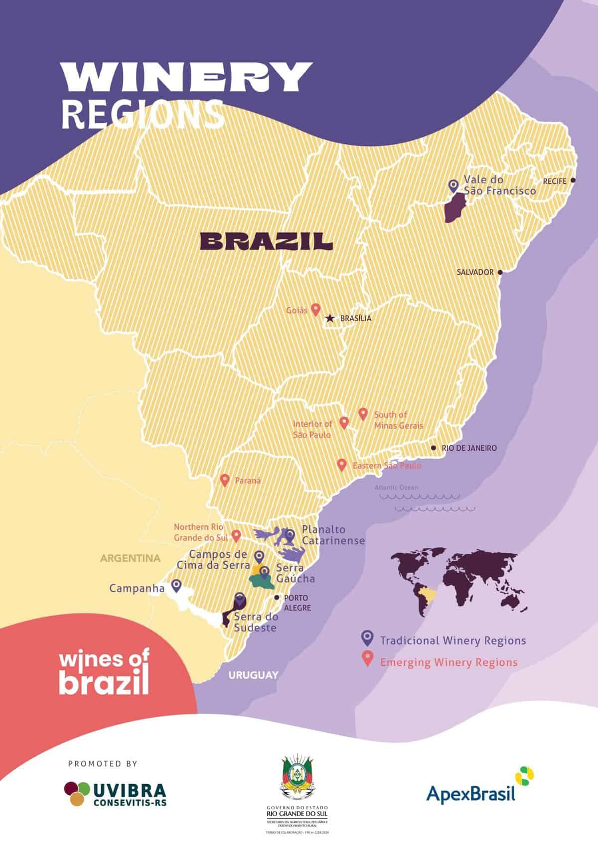 Map of Brazilian wine regions.