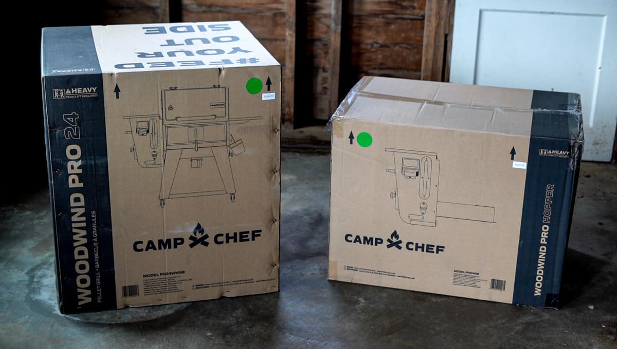 Camp Chef Woodwind pro grill in box
