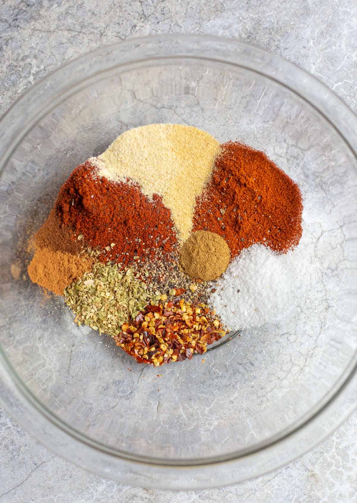 Chorizo seasonings in a bowl.