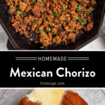A pan of homemade Mexican chorizo sausage
