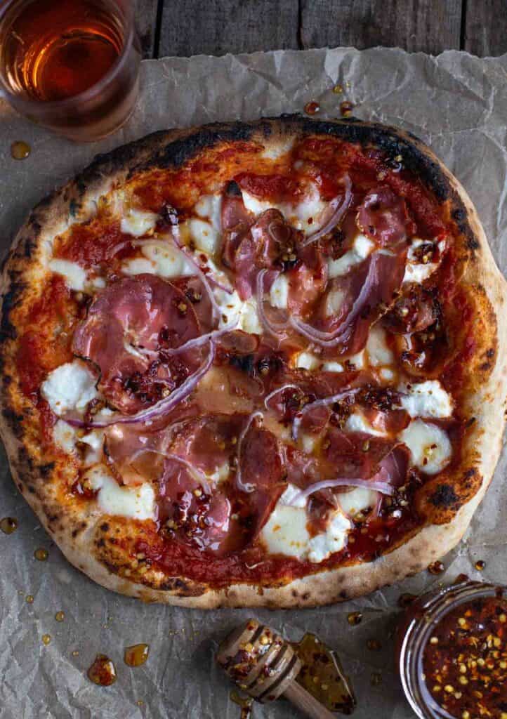 Hot Honey Pizza with Prosciutto and Ricotta Vindulge