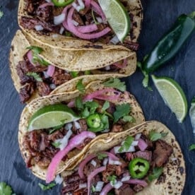 Brisket Tacos on a serving platter