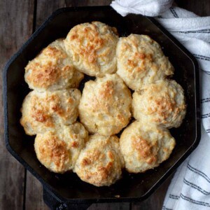 Buttermilk Drop Biscuits in a cast iron pan