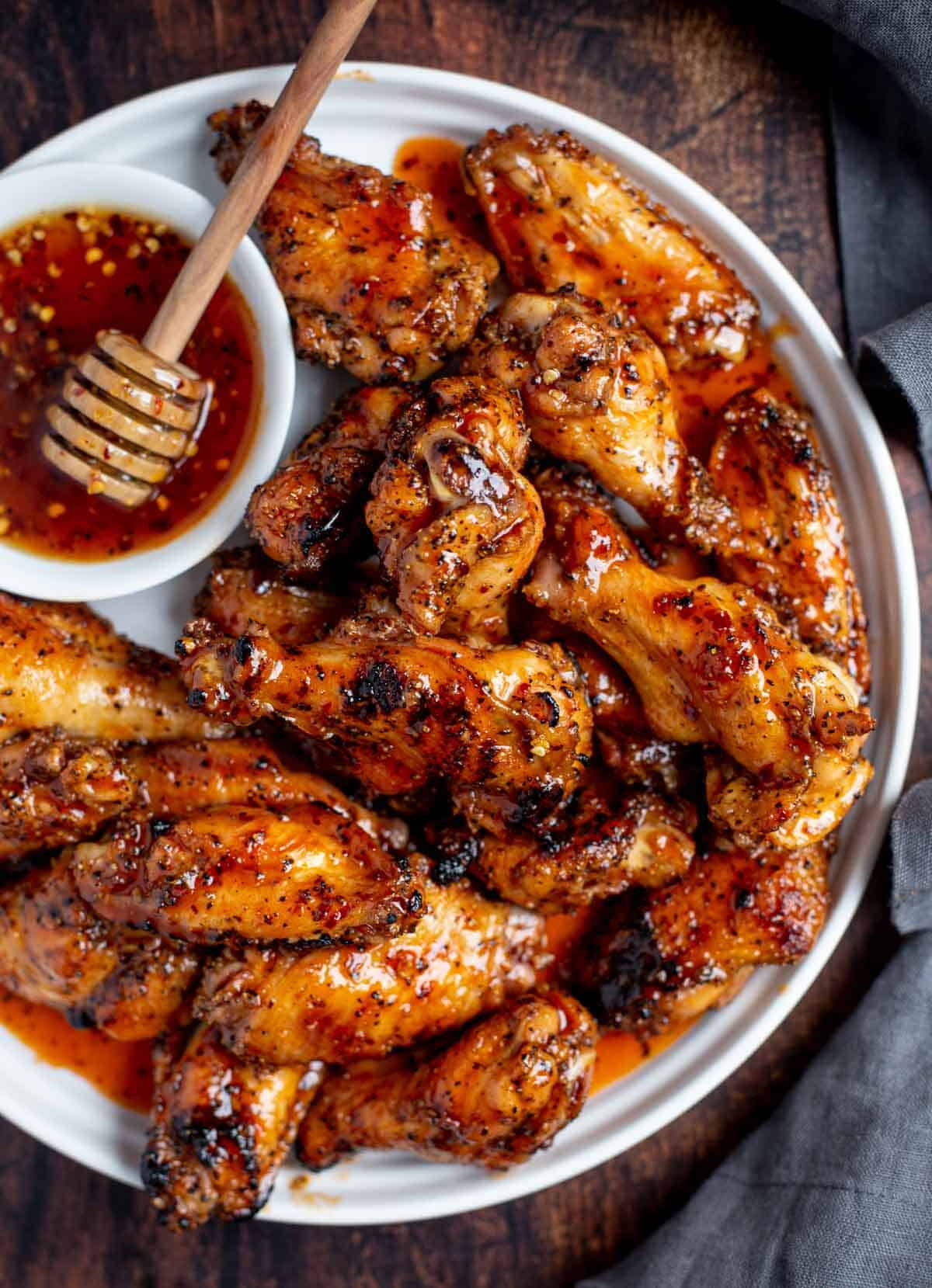 Hot Honey Chicken Wings on a platter