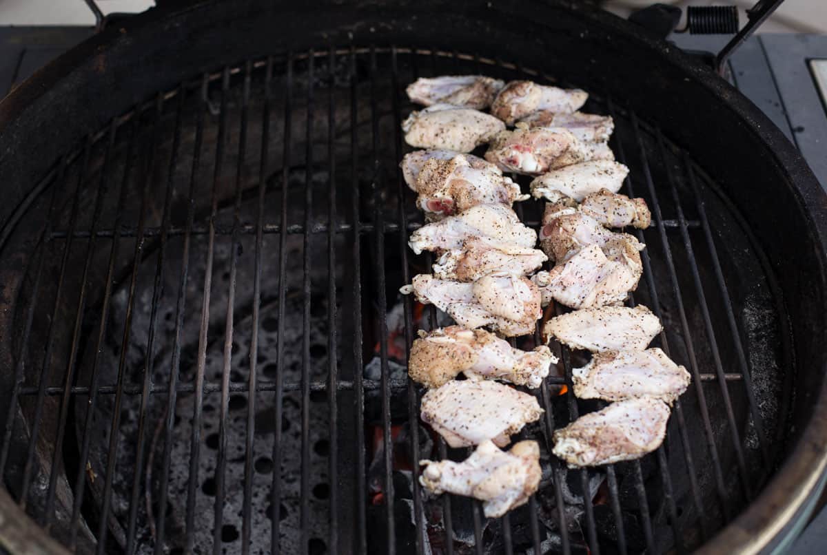 Grilling chicken wings over direct heat