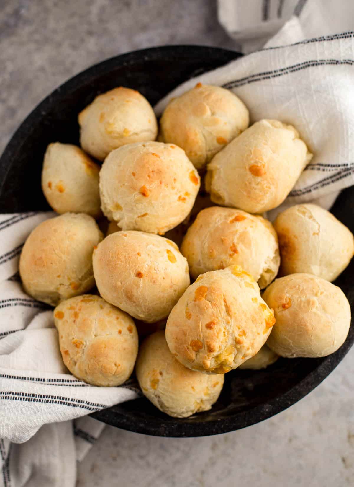 Brazilian Cheese Bread in a serving bowl 