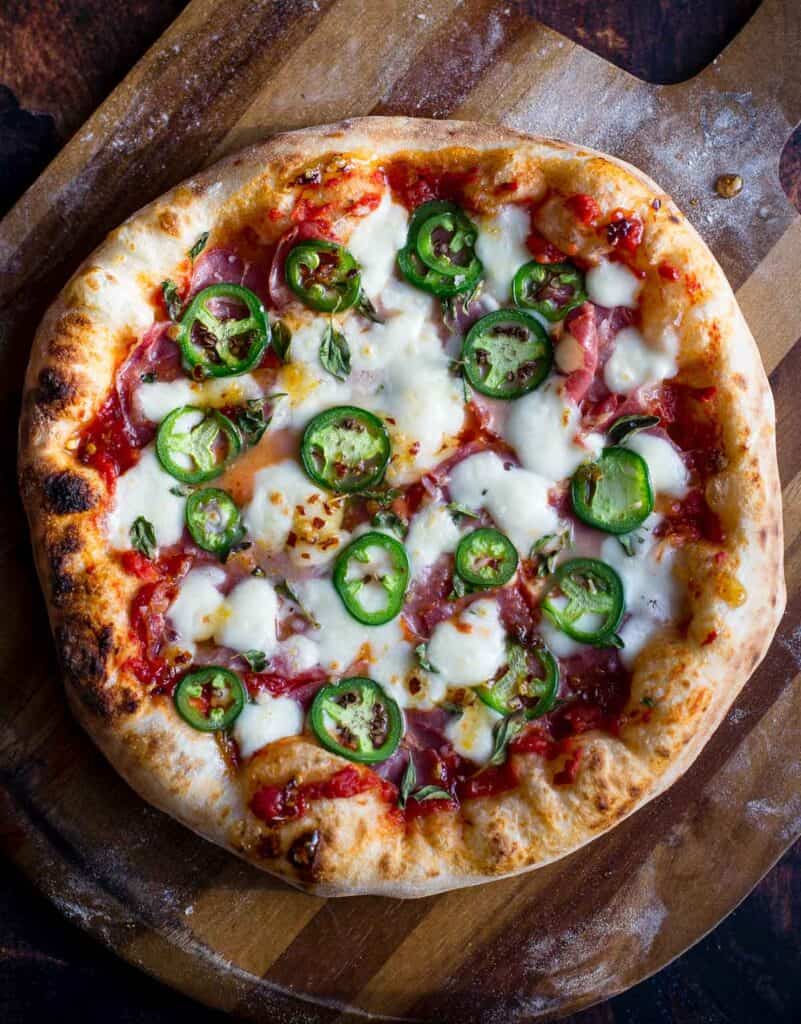Spicy Jalapeño Pizza with Hot Honey and Coppa Salami Vindulge
