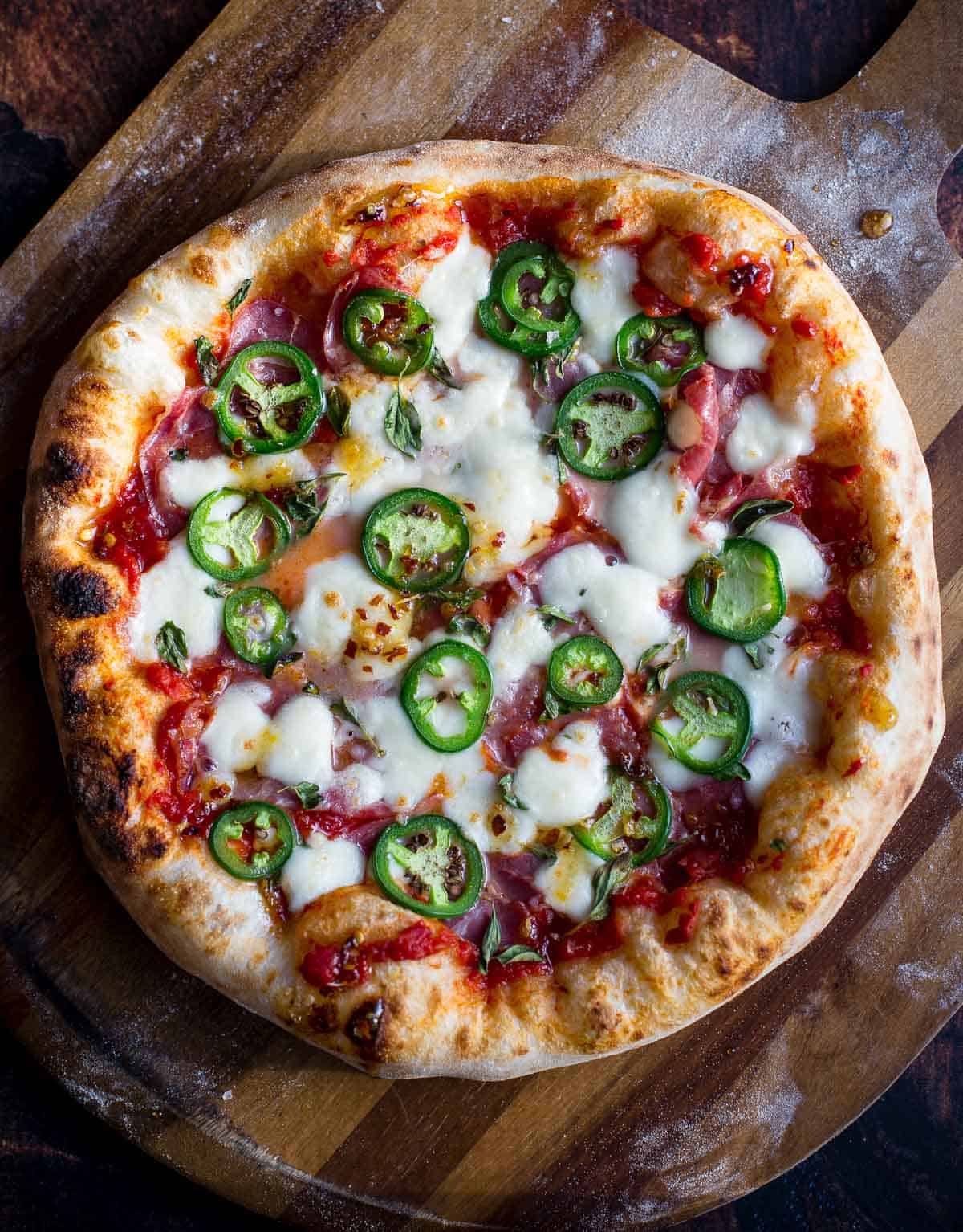 Pizza with Jalapeño, Coppa, and Hot Honey