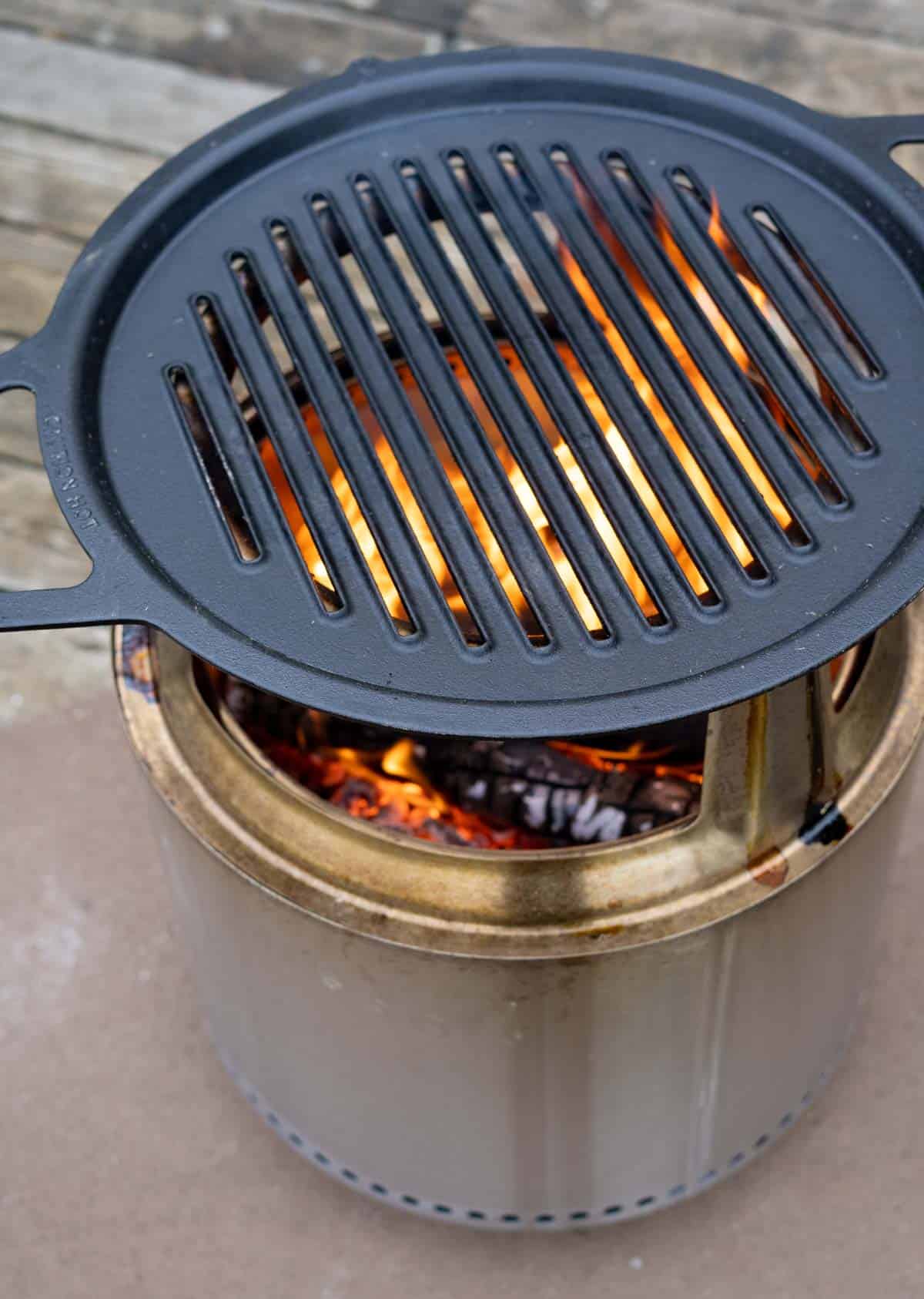 Solo Stove Bonfire with Hub and Grill Grate attachment.