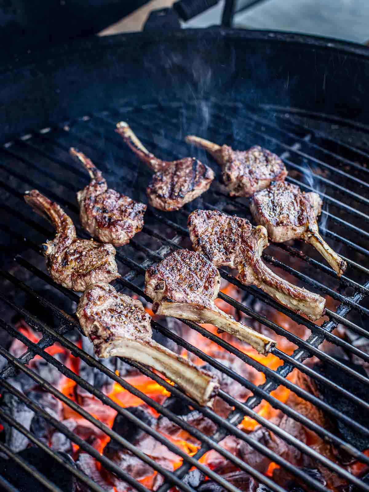 Grilling Lamb Chops over a Big Green Egg grill