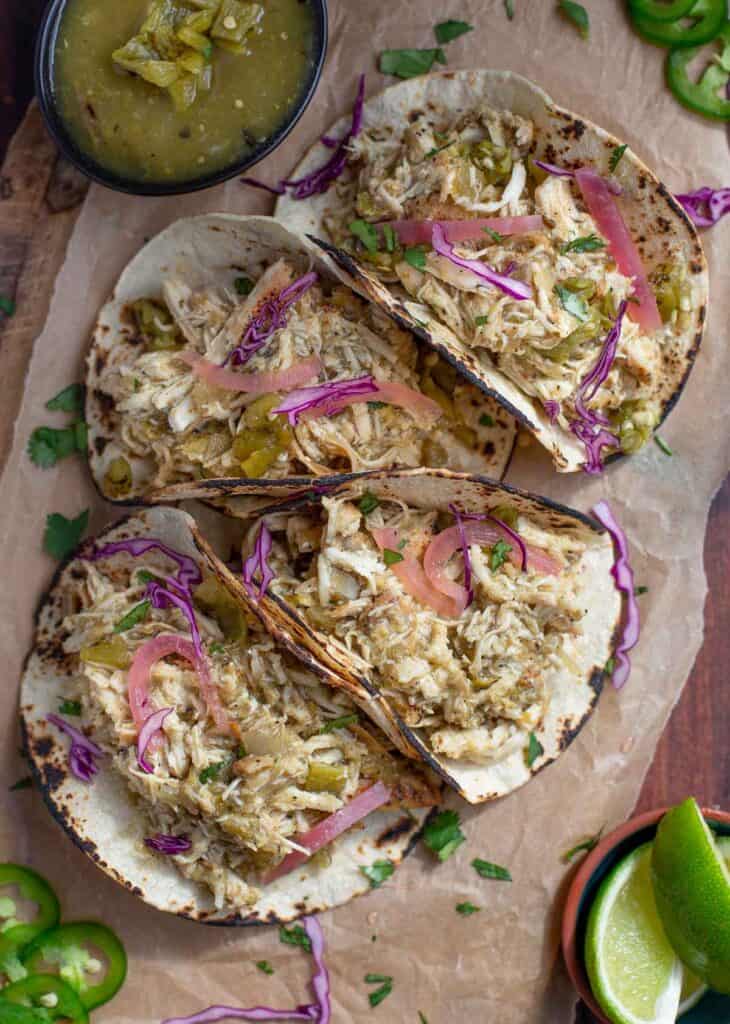 Super Easy Verde Chicken Tacos Vindulge