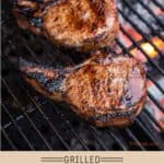 two maple and soy marinaded pork chops on the grill