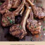 Seasoned grilled lamb chops on a serving platter ready to eat