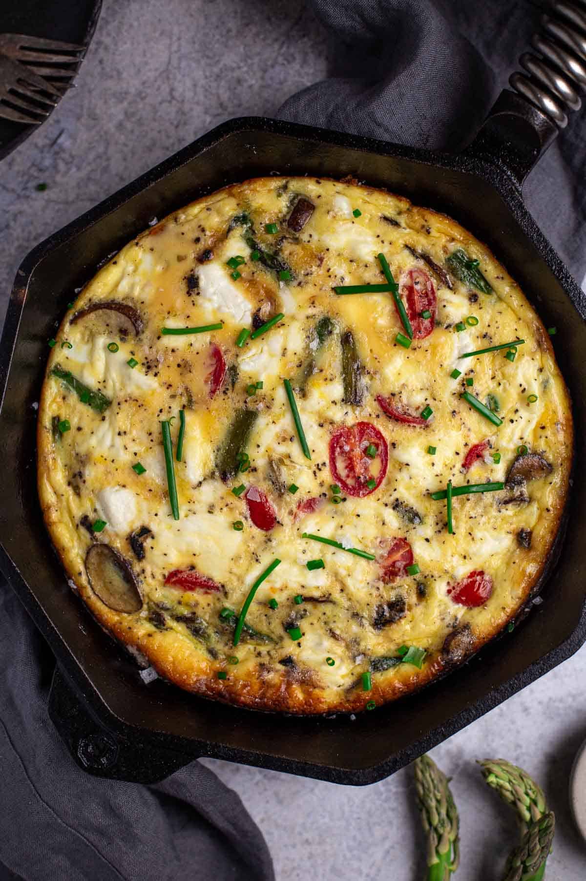 Grilled Vegetable Frittata with asparagus and goat cheese