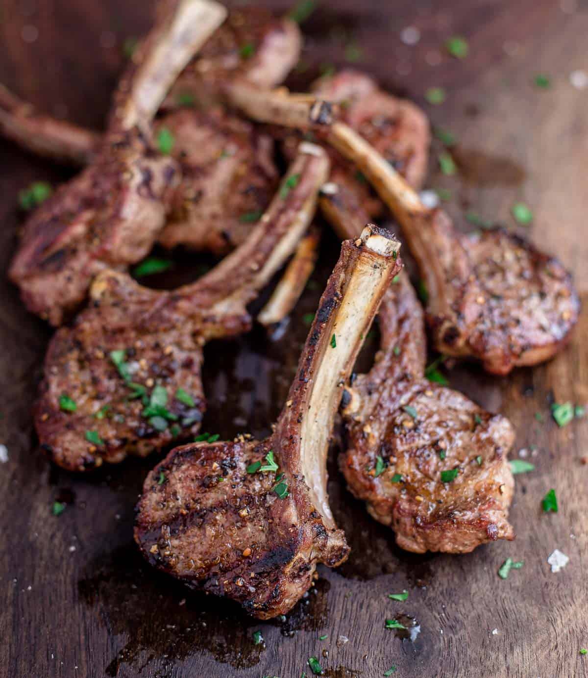 Grilled Lamb Chops on a serving board