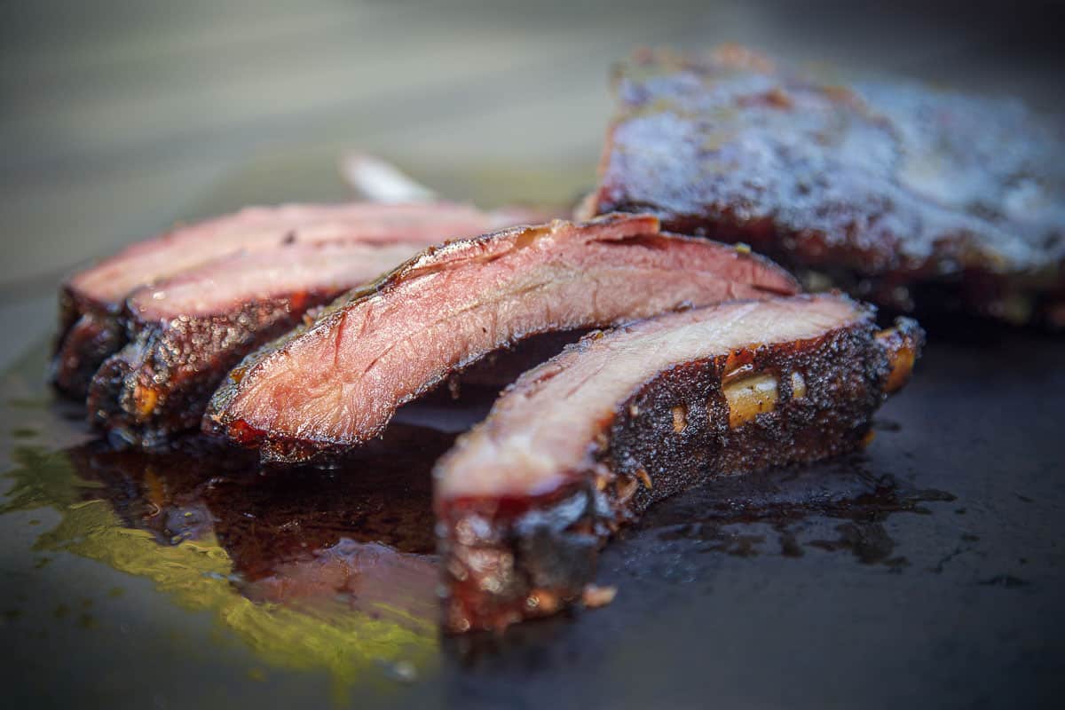 Smoked Ribs with Honey Mustard sauce on a platter